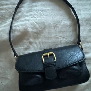 Edikted Black Shoulder Bag with Gold Buckle
